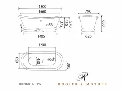ROGIER & MOTHES Bañera de Hierro SOUTHPORT negra 180 cm Negro Sale