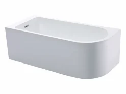 Shower & Design Bañera esquinera ovalado blanca en acrílico, 201L, 150 x 75 x 58 cm, ángulo izquierdo, ANIKA Blanco New