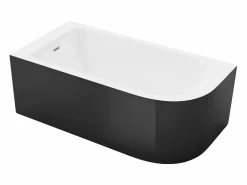Shower & Design Bañera esquinera ovalado negra en acrílico, 240L, 170 x 75 x 58 cm, ángulo izquierdo, ANIKA Negro Outlet