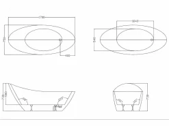 Bañera exenta 1 plaza de 170x75x73 cm 282 L NATALIA^Shower & Design New