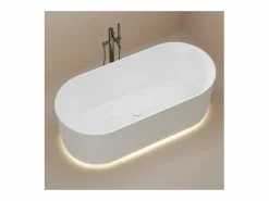 Bañera Exenta|Bañera exenta acanalada acrílica blanca STRIA de 170 cm