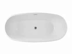 Shower & Design Bañera exenta acrílica ovalada blanca, 238L, 170 x 80 x 58 cm, NICA Blanco Best