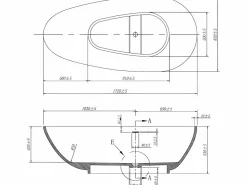 Shower & Design Bañera exenta asimétrica blanca - 268 L - 172 x 83 x 53 cm - Solide superficie - FENICE Blanco Clearance