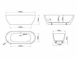 Shower & Design Bañera exenta blanca - 217 L - acrílico - 180 x 75 x 57 cm - SAROFA Blanco Clearance