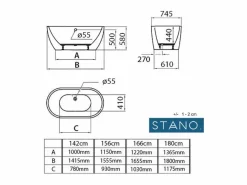 Bañera exenta BOSTON 166 cm^STANO Discount