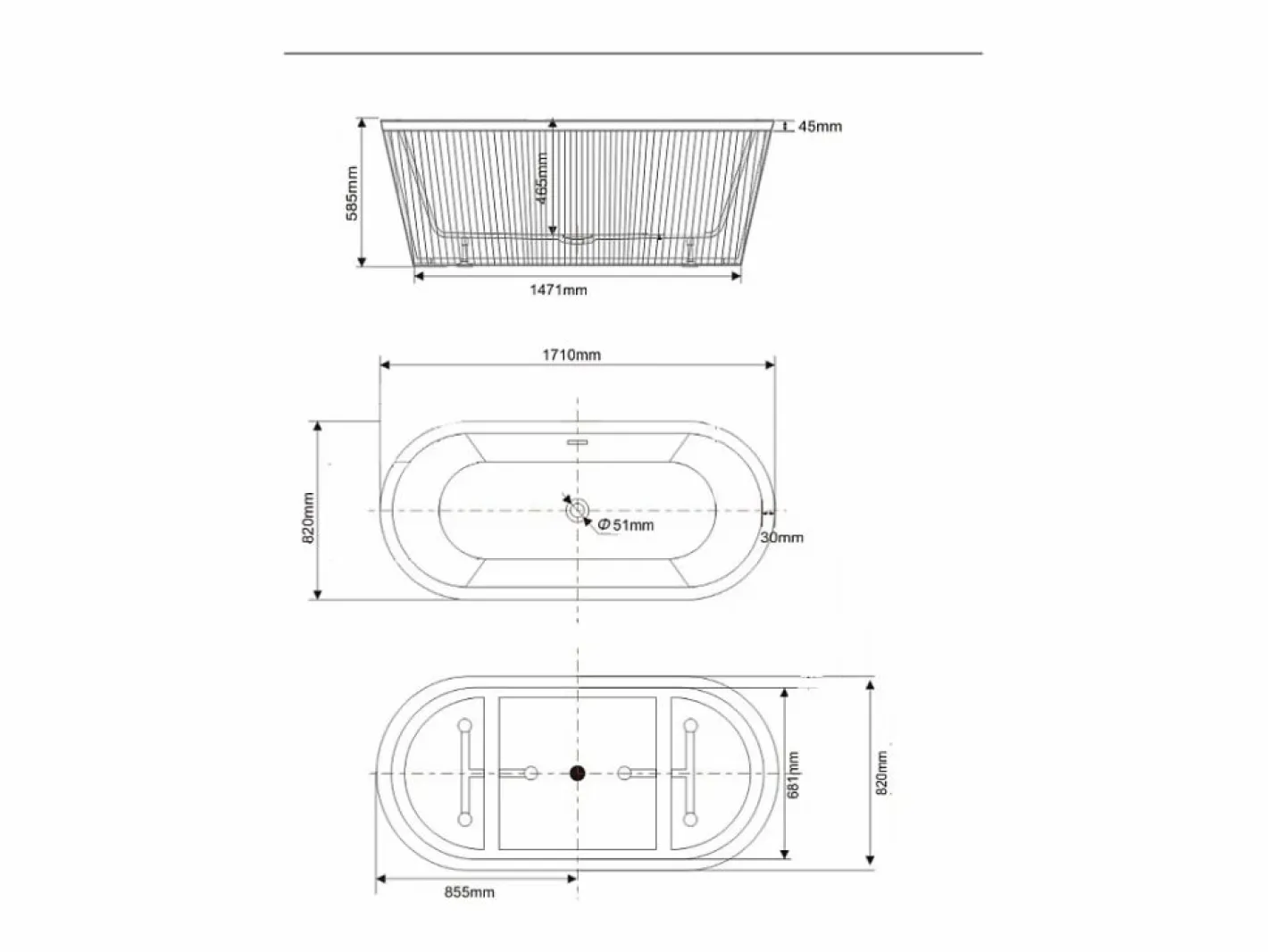 Bañera exenta CORBIN 150 cm^STANO