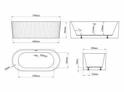 Shower & Design Bañera exenta de acrílico - brillante - 230L - 170 x 75 x 58 cm - ALIENA Blanco Discount