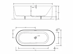 Bañera exenta de acrílico NAÏA de 170 cm Blanco New