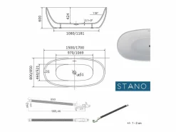 STANO Bañera Exenta|Bañera exenta DENVER 150 cm