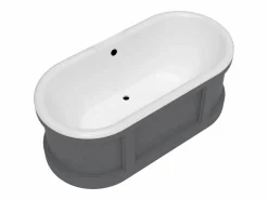 Shower & Design Bañera exenta estilo rústico chic, color mate, 161L, 152 x 74 x 60 cm, CAVASO Gris