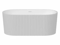 Shower & Design Bañera exenta estriada de acrílico, brillante, 220L, 150 x 75 x 58 cm, ALIENA Blanco