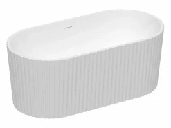 Shower & Design Bañera exenta estriada de acrílico, brillante, 220L, 150 x 75 x 58 cm, ALIENA Blanco