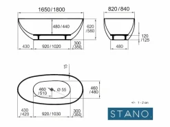 STANO Bañera exenta FLORIDA 180 cm Marfil Best
