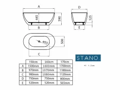 STANO Bañera Exenta|Bañera exenta LISBON 160 cm Mate