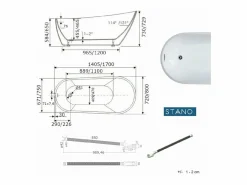 STANO Bañera exenta OPRAH 170 cm Blanco Best
