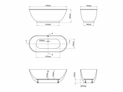 Shower & Design Bañera exenta ovalada - 240 L - 170 x 75 x 60 cm - - Acrílico - MOBULA Blanco Discount