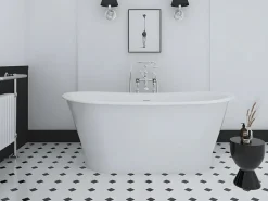 Shower & Design Bañera exenta ovalada - estilo retro - 180 L - 150 x 74 x 63 cm - - Acrílico - PELMATO Blanco Outlet