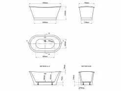 Shower & Design Bañera exenta ovalada - estilo retro - 180 L - 150 x 74 x 63 cm - - Acrílico - PELMATO Blanco Outlet