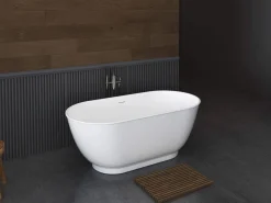 Bañera exenta ovalada blanca en acrílico, 210 L, 150 x 74 x 57 cm, MOBULA^Shower & Design Clearance