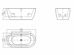 Bañera exenta ovalada blanca en isla, 178L, 150 x 75 x 58 cm, ADRINA^Shower & Design Online