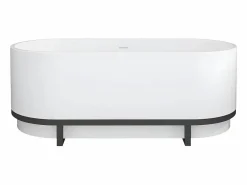 Shower & Design Bañera Con Patas|Bañera Exenta|Bañera exenta ovalada con acabados de metal - 230 L - 160 x 75 x 60 cm - - Acrílico - PLECO