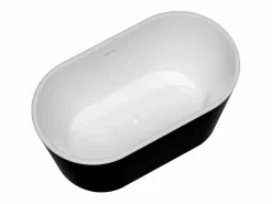 Bañera exenta ovalada de acrílico negra, 180L, 130 x 71 x 58 cm, APOGON^Shower & Design Best