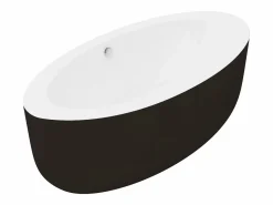 Shower & Design Bañera exenta ovalada negra de 206 L, 185 x 91 x 58 cm, MARMATI Negro Hot