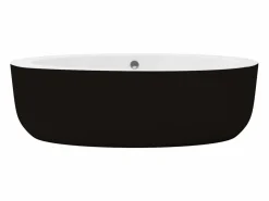 Shower & Design Bañera exenta ovalada negra de 206 L, 185 x 91 x 58 cm, MARMATI Negro Hot