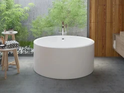 Shower & Design Bañera Exenta|Bañera exenta redonda blanca de 165 L, 130 x 130 x 58 cm, LAGUNO