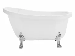 Shower & Design Bañera exenta retro - 200 L - 145*74*77 cm - y patas plateadas - NISOS Blanco Hot