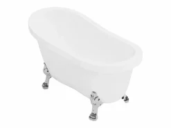 Shower & Design Bañera exenta retro - 200 L - 145*74*77 cm - y patas plateadas - NISOS Blanco Hot