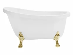 Shower & Design Bañera exenta retro - 200L - 145 x 74 x 77 cm - y patas doradas - NISOS Blanco Best