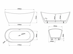 Bañera independiente blanca - 360 L - Acrílico - 190 x 89 x 72 cm - BORAZA^Shower & Design Best