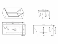 Bañera Exenta|Bañera Independiente Diseño Clásico Rectangular De Resina Eubea