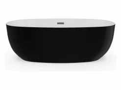 Shower & Design Bañera independiente ovalada negra de acrílico, 238L, 170 x 80 x 58 cm, NICA Negro Sale