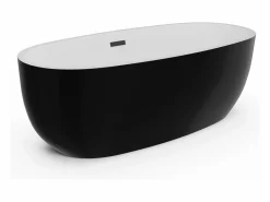 Shower & Design Bañera independiente ovalada negra de acrílico, 238L, 170 x 80 x 58 cm, NICA Negro Sale