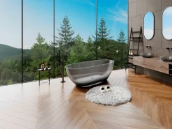 Shower & Design Bañera isla - 292L - 160 x 72 x 56 cm - - Resina - SPAVO Gris New