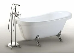 ELITESHOPPING Bañera Con Patas|Bañera isla vintage 170 x 80 cm con patas plateadas - Marigold
