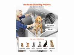 Higiene Y Cuidado De Mascotas|Bañera para Perros SucceBuy, Animales de Compañía Acero Inoxidable 127,5cm, Rampita de Puerta Izquierda
