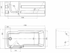 Bañera rinconera con puerta SERVEE - 235L - 170x76x62 cm - ángulo izquierdo - sifón^Shower & Design Outlet
