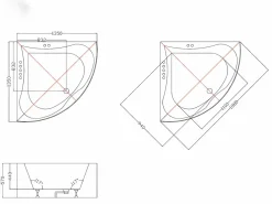 Bañera rinconera de 263 l 135 x 135 x Altura 57cm AGYNESS^Shower & Design Best