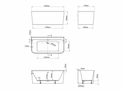 Bañera semi empotrada rectangular - 216L - 150 x 75 x 60 cm - - Acrílico - ATESA^Shower & Design Hot