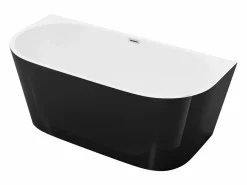 Shower & Design Bañera semi exenta ovalada negra en acrílico, 175L, 130 x 71,5 x 58 cm, DIVINA Negro Sale