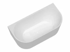 Shower & Design Bañera semi exenta rayada en acrílico, brillante, 170,5 x 80 x 58,5 cm, ZELINA Blanco New