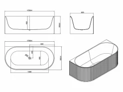 Bañera semicircular - 240L - 170 x 80 x 60 cm - mate - Acrílico - BARBORI^Shower & Design Outlet