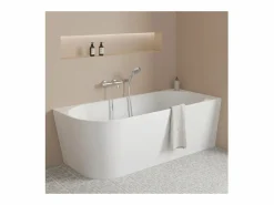 Bañera semiexenta acrílica blanca 150cm - Ángulo recto MILO Blanco Best