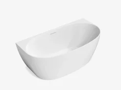 Bañera semi-exenta blanca - 203 L - Acrílico - 150 x 75 x 58 cm - AMOSARI^Shower & Design Discount