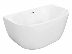 Shower & Design Bañera semi-exenta blanca - 167 L - Acrílica - 130 x 72 x 58 cm - AMOSARI Blanco Discount