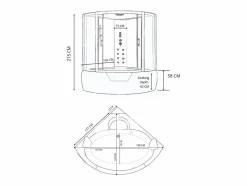 ELITESHOPPING Bañera Ducha|Bañera Rinconera|Bañera-ducha de hidromasaje esquina 150 x 150 cm – Aphrodite