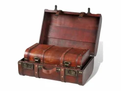 Baúl cofre de madera vintage marrón 2 unidades ES369623^ Sale